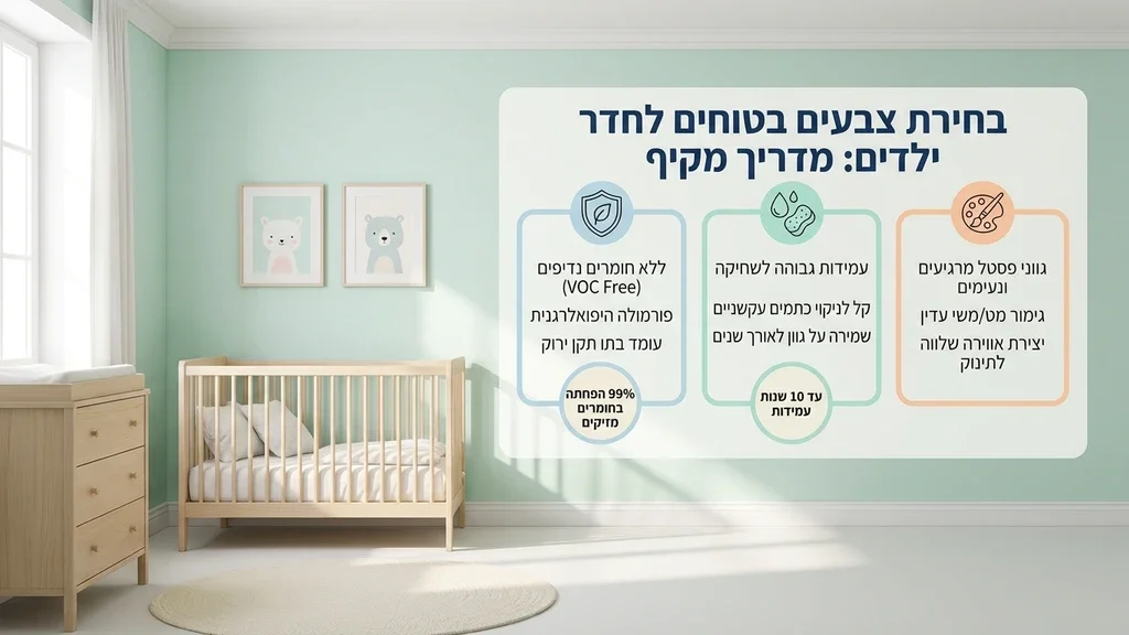 תמונה המציגה חדר ילדים מעוצב הממחיש את הסטנדרט הגבוה של המרכז לצביעת דירות, עם דגש על צבעים בטוחים. חדר ילדים מעוצב בצבעים בטוחים ולא רעילים