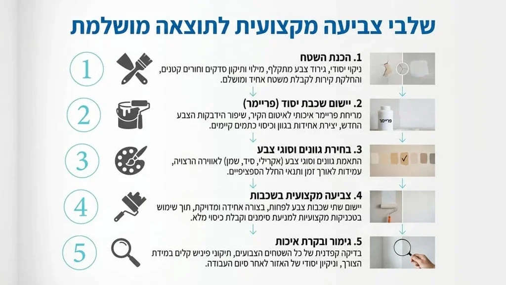 צבעי מקצועי מכין קיר לצביעה עם שפכטל