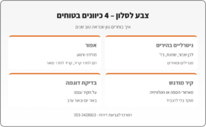 אינפוגרפיקה: 4 כיוונים לבחירת צבע לסלון – ניטרליים בהירים, אפור, קיר מודגש ובדיקת דוגמה באור יום וערב